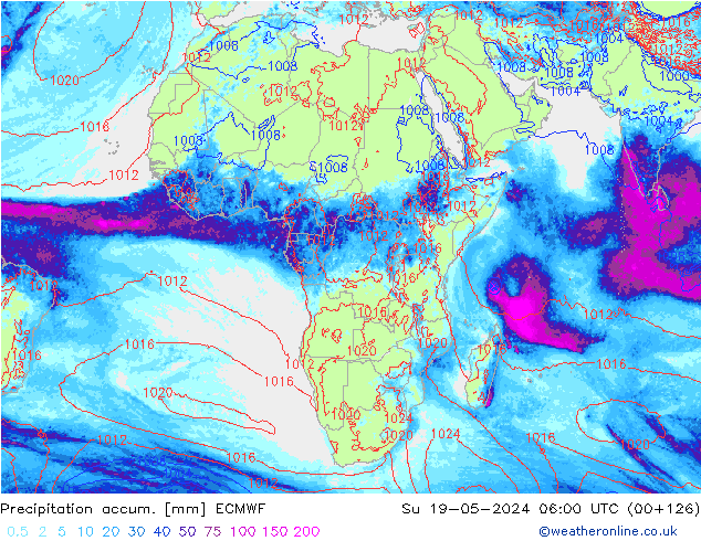 Toplam Yağış ECMWF Paz 19.05.2024 06 UTC