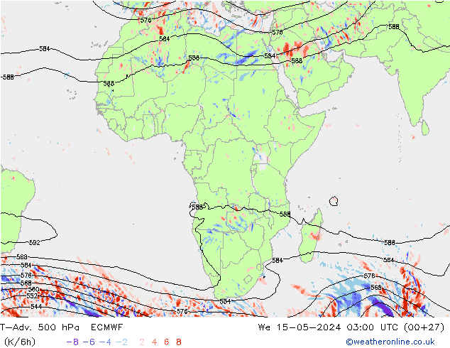 T-Adv. 500 hPa ECMWF Çar 15.05.2024 03 UTC