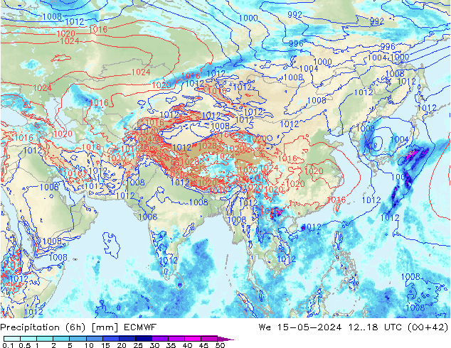 Precipitation (6h) ECMWF We 15.05.2024 18 UTC