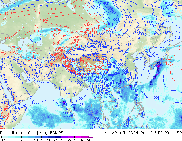 Precipitação (6h) ECMWF Seg 20.05.2024 06 UTC