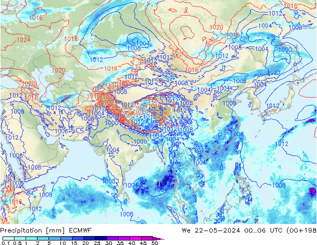 Srážky ECMWF St 22.05.2024 06 UTC