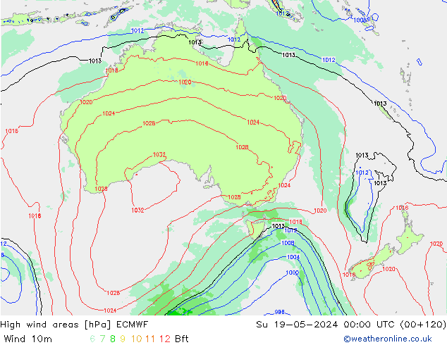 High wind areas ECMWF dom 19.05.2024 00 UTC