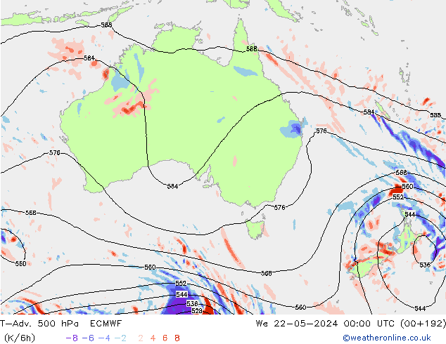 T-Adv. 500 hPa ECMWF wo 22.05.2024 00 UTC