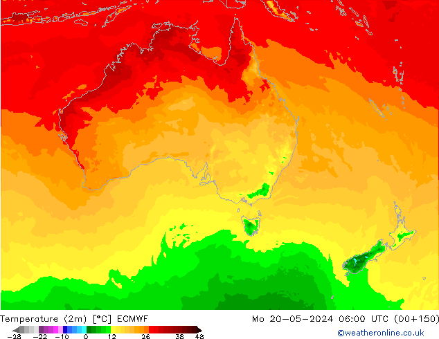Temperature (2m) ECMWF Mo 20.05.2024 06 UTC