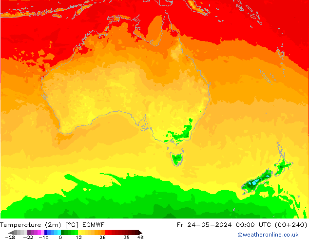 Temperature (2m) ECMWF Pá 24.05.2024 00 UTC