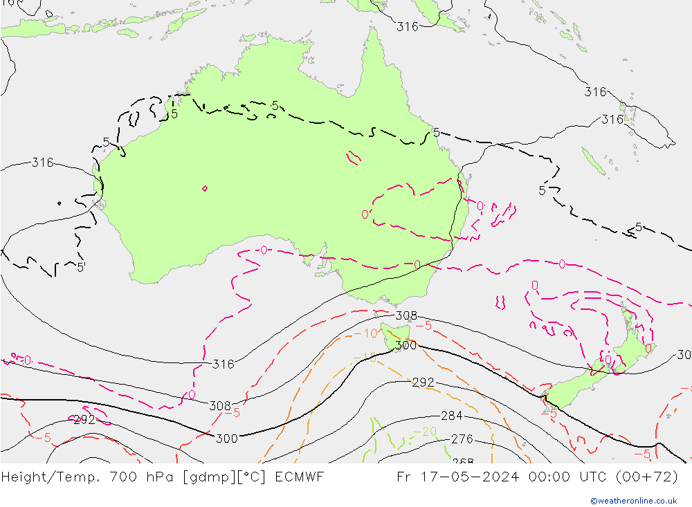 Hoogte/Temp. 700 hPa ECMWF vr 17.05.2024 00 UTC