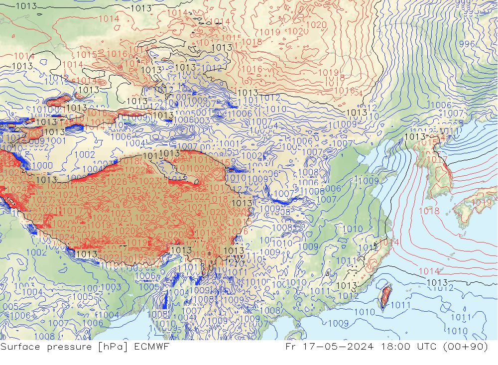 地面气压 ECMWF 星期五 17.05.2024 18 UTC