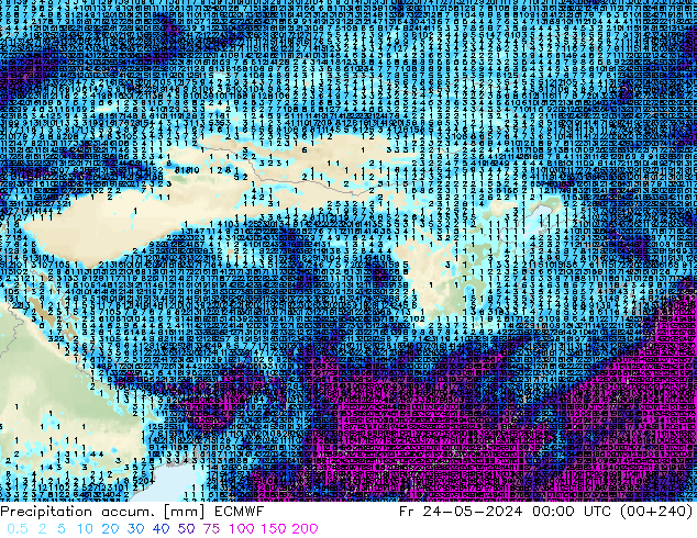 Precipitation accum. ECMWF 星期五 24.05.2024 00 UTC