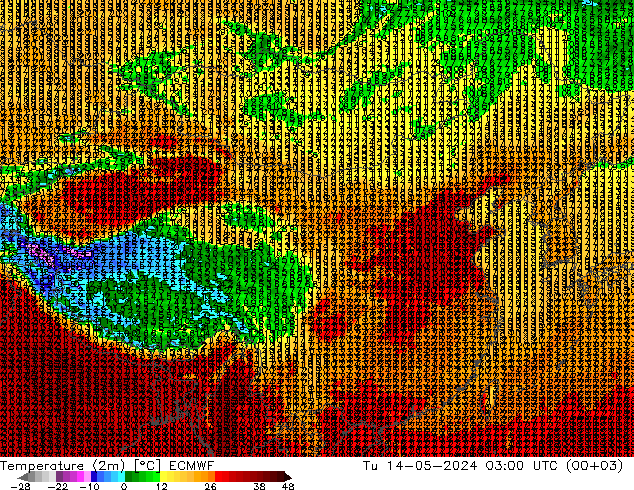 温度图 ECMWF 星期二 14.05.2024 03 UTC