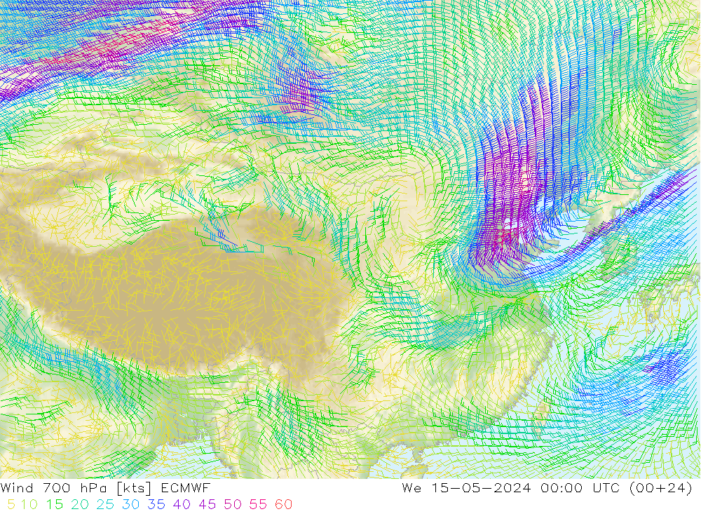 风 700 hPa ECMWF 星期三 15.05.2024 00 UTC