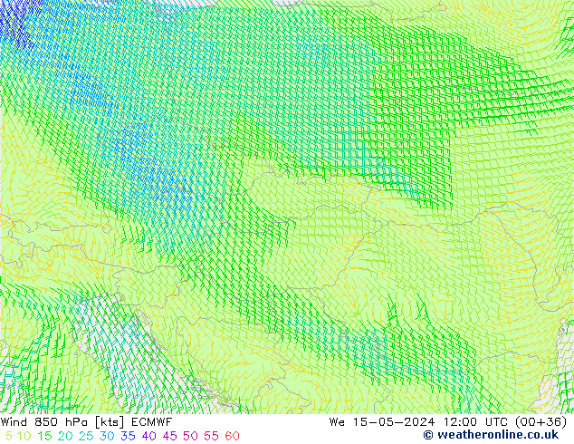 Wind 850 hPa ECMWF wo 15.05.2024 12 UTC