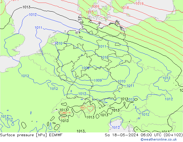 地面气压 ECMWF 星期六 18.05.2024 06 UTC