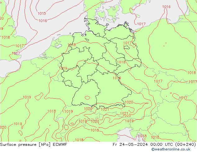 地面气压 ECMWF 星期五 24.05.2024 00 UTC