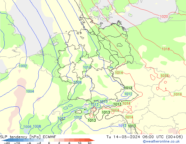 Tendencia de presión ECMWF mar 14.05.2024 06 UTC