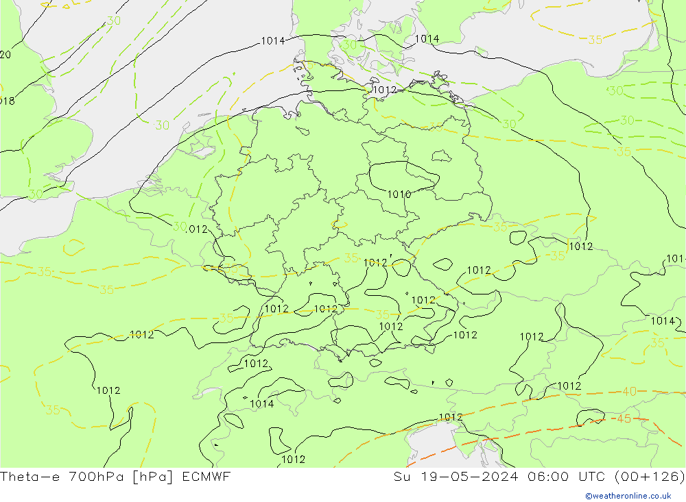Theta-e 700гПа ECMWF Вс 19.05.2024 06 UTC