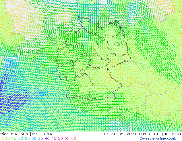 风 500 hPa ECMWF 星期五 24.05.2024 00 UTC