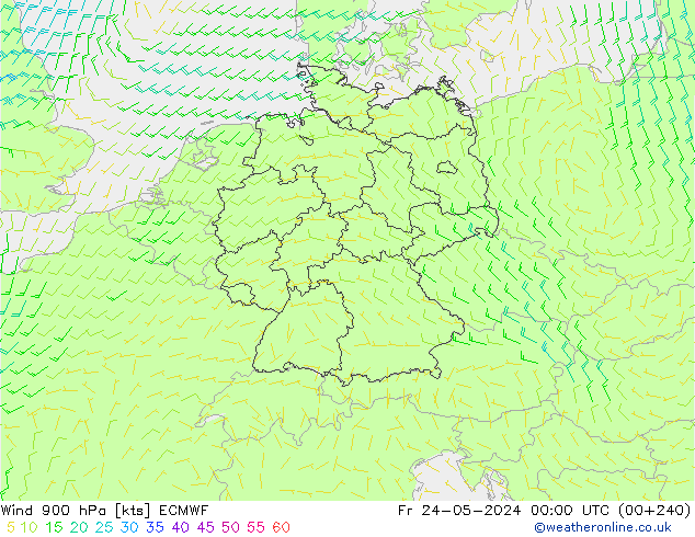 风 900 hPa ECMWF 星期五 24.05.2024 00 UTC