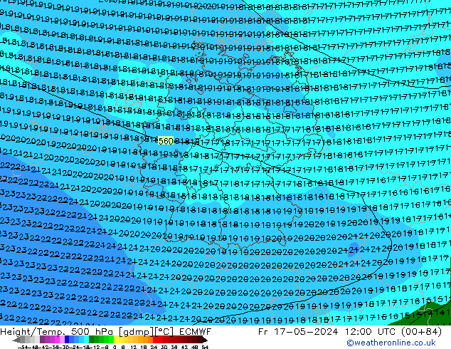 Z500/Rain (+SLP)/Z850 ECMWF  17.05.2024 12 UTC