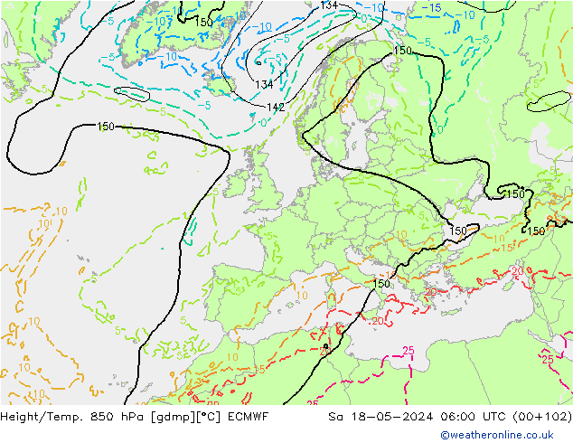 Z500/Rain (+SLP)/Z850 ECMWF sáb 18.05.2024 06 UTC