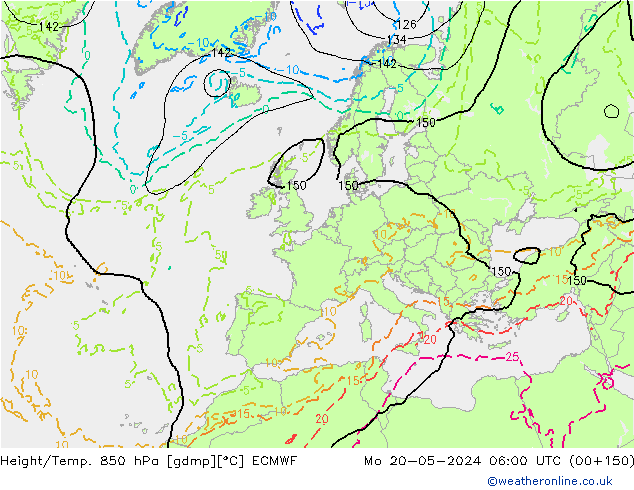 Height/Temp. 850 hPa ECMWF Po 20.05.2024 06 UTC