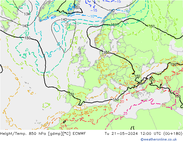 Height/Temp. 850 hPa ECMWF mar 21.05.2024 12 UTC