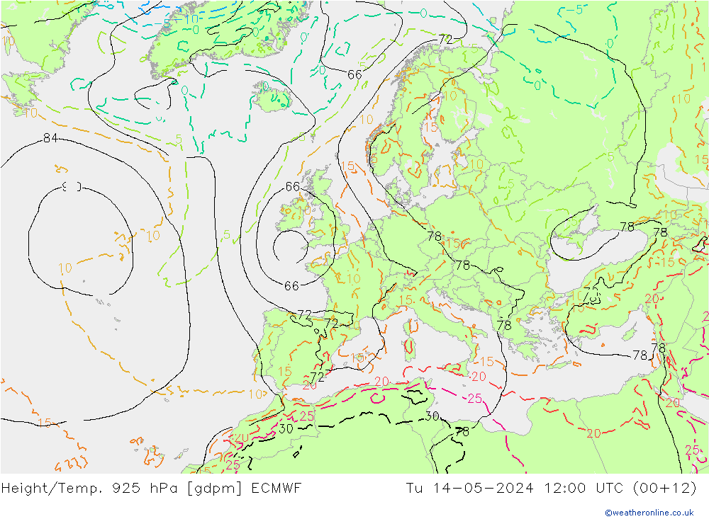 Height/Temp. 925 hPa ECMWF  14.05.2024 12 UTC