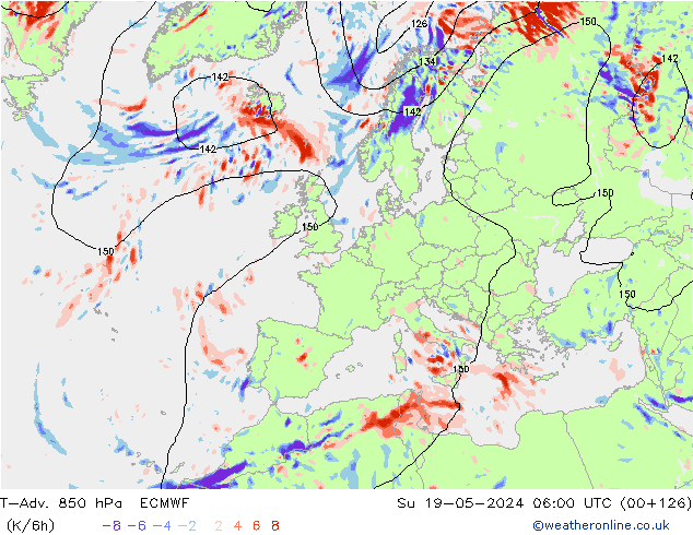 T-Adv. 850 hPa ECMWF dim 19.05.2024 06 UTC