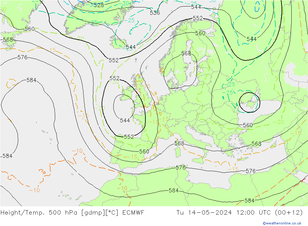 Height/Temp. 500 hPa ECMWF mar 14.05.2024 12 UTC