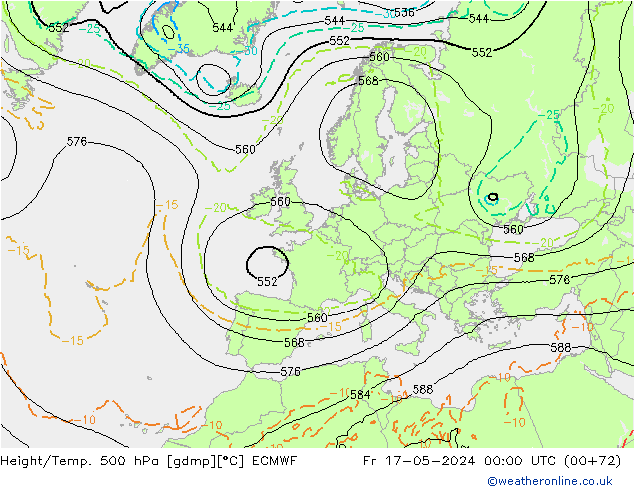 Height/Temp. 500 hPa ECMWF Fr 17.05.2024 00 UTC