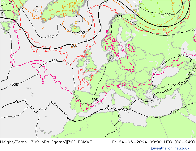 Yükseklik/Sıc. 700 hPa ECMWF Cu 24.05.2024 00 UTC