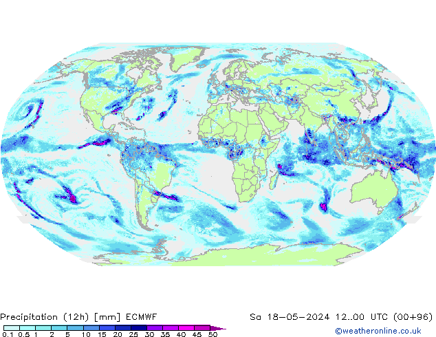 Précipitation (12h) ECMWF sam 18.05.2024 00 UTC