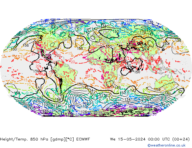 Z500/Rain (+SLP)/Z850 ECMWF Mi 15.05.2024 00 UTC