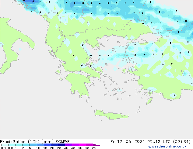 Precipitación (12h) ECMWF vie 17.05.2024 12 UTC