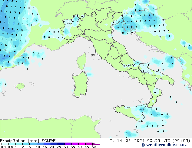 Precipitation ECMWF Tu 14.05.2024 03 UTC