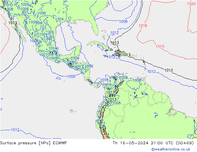 ciśnienie ECMWF czw. 16.05.2024 21 UTC