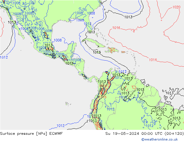 приземное давление ECMWF Вс 19.05.2024 00 UTC