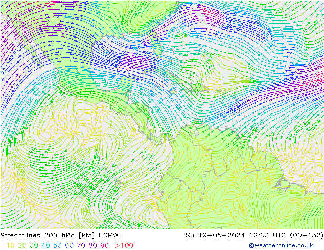 Linha de corrente 200 hPa ECMWF Dom 19.05.2024 12 UTC