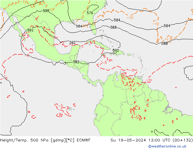 Z500/Rain (+SLP)/Z850 ECMWF Вс 19.05.2024 12 UTC