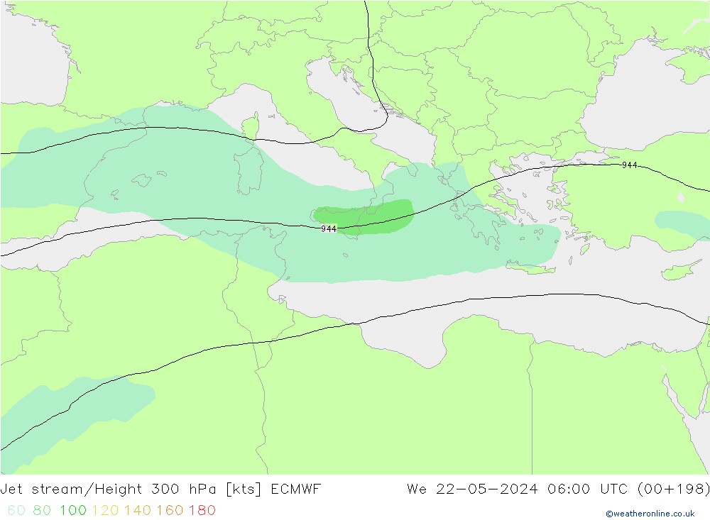 Straalstroom ECMWF wo 22.05.2024 06 UTC