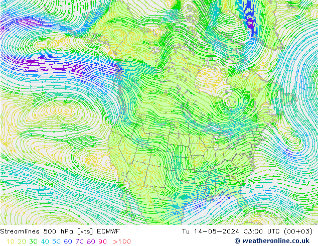 风 500 hPa ECMWF 星期二 14.05.2024 03 UTC