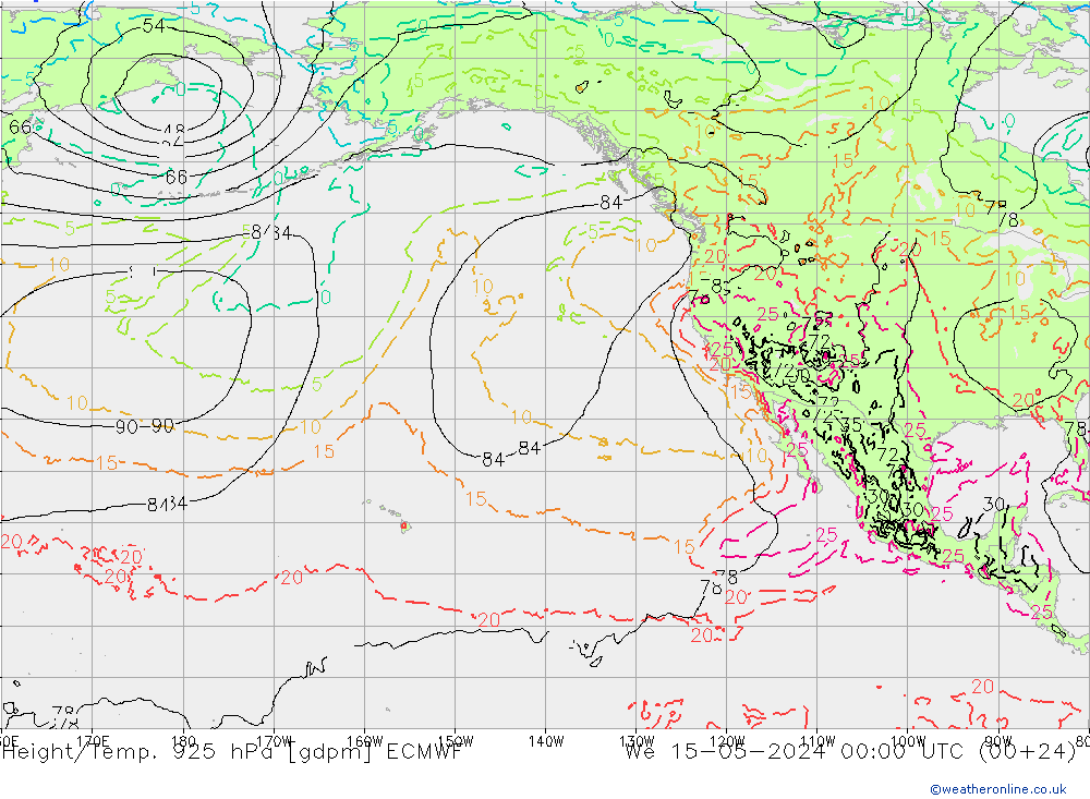 Height/Temp. 925 hPa ECMWF St 15.05.2024 00 UTC