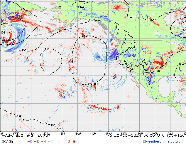 T-Adv. 850 гПа ECMWF пн 20.05.2024 06 UTC