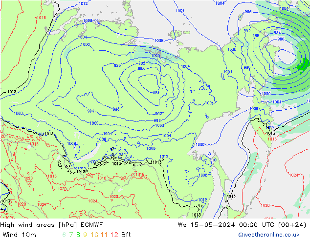 High wind areas ECMWF  15.05.2024 00 UTC