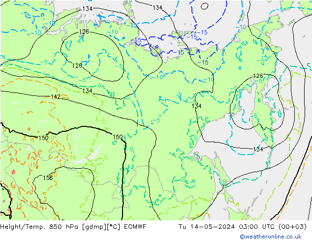 Height/Temp. 850 hPa ECMWF Tu 14.05.2024 03 UTC