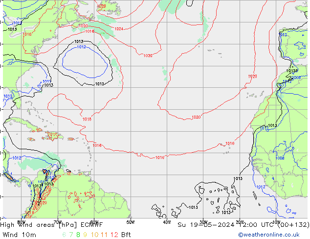 High wind areas ECMWF dim 19.05.2024 12 UTC