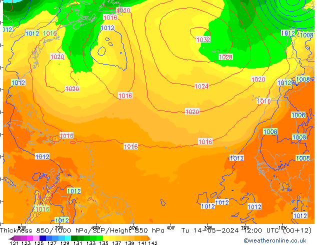 850-1000 hPa Kalınlığı ECMWF Sa 14.05.2024 12 UTC