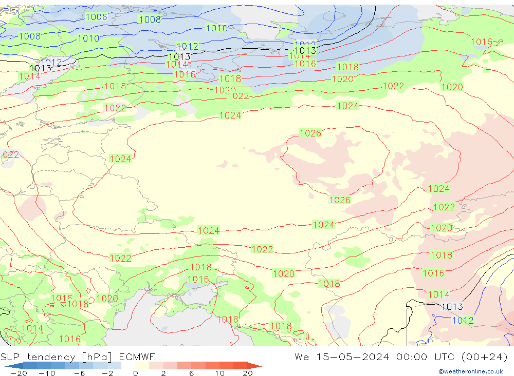 Tendenza di Pressione ECMWF mer 15.05.2024 00 UTC