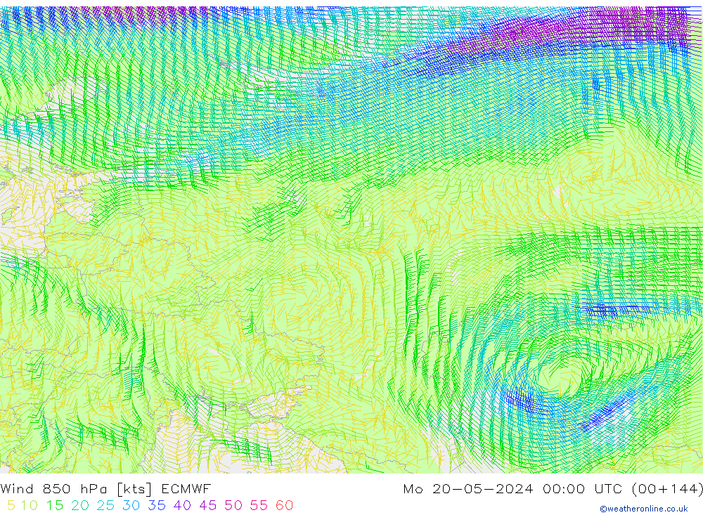 Wind 850 hPa ECMWF ma 20.05.2024 00 UTC