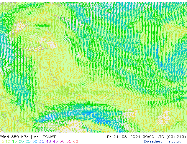 Wind 850 hPa ECMWF Fr 24.05.2024 00 UTC
