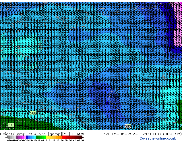 Z500/Regen(+SLP)/Z850 ECMWF za 18.05.2024 12 UTC
